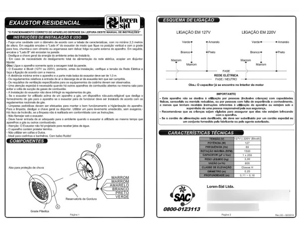 Exaustor Residencial 25 Cm Branco Bivolt Lorensid - Imagem 2